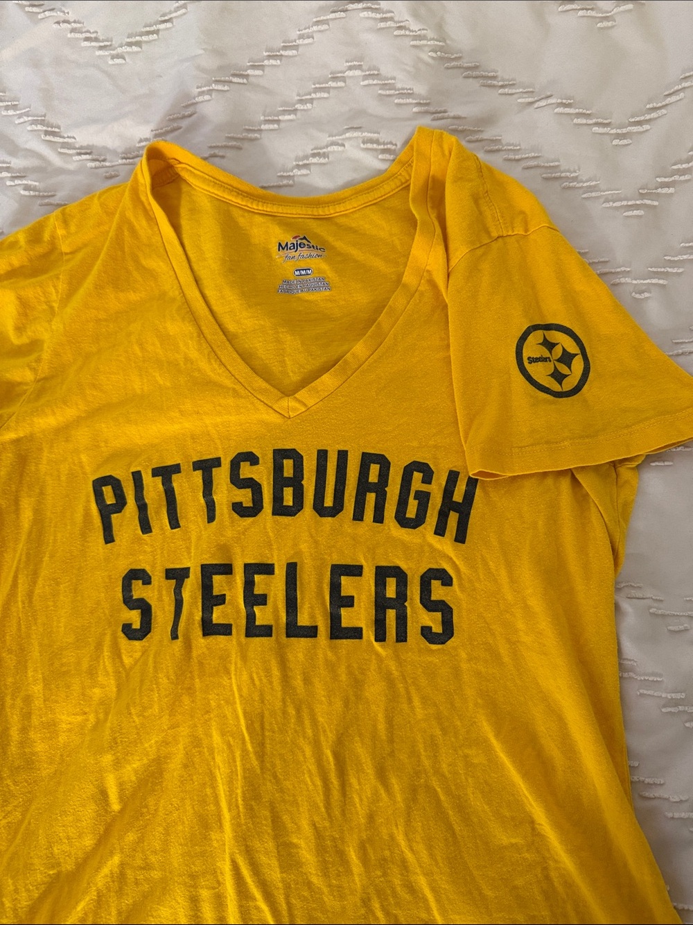 Majestic Gold Pittsburgh Steelers Fan V-Neck Tee - Picture 6 of 6